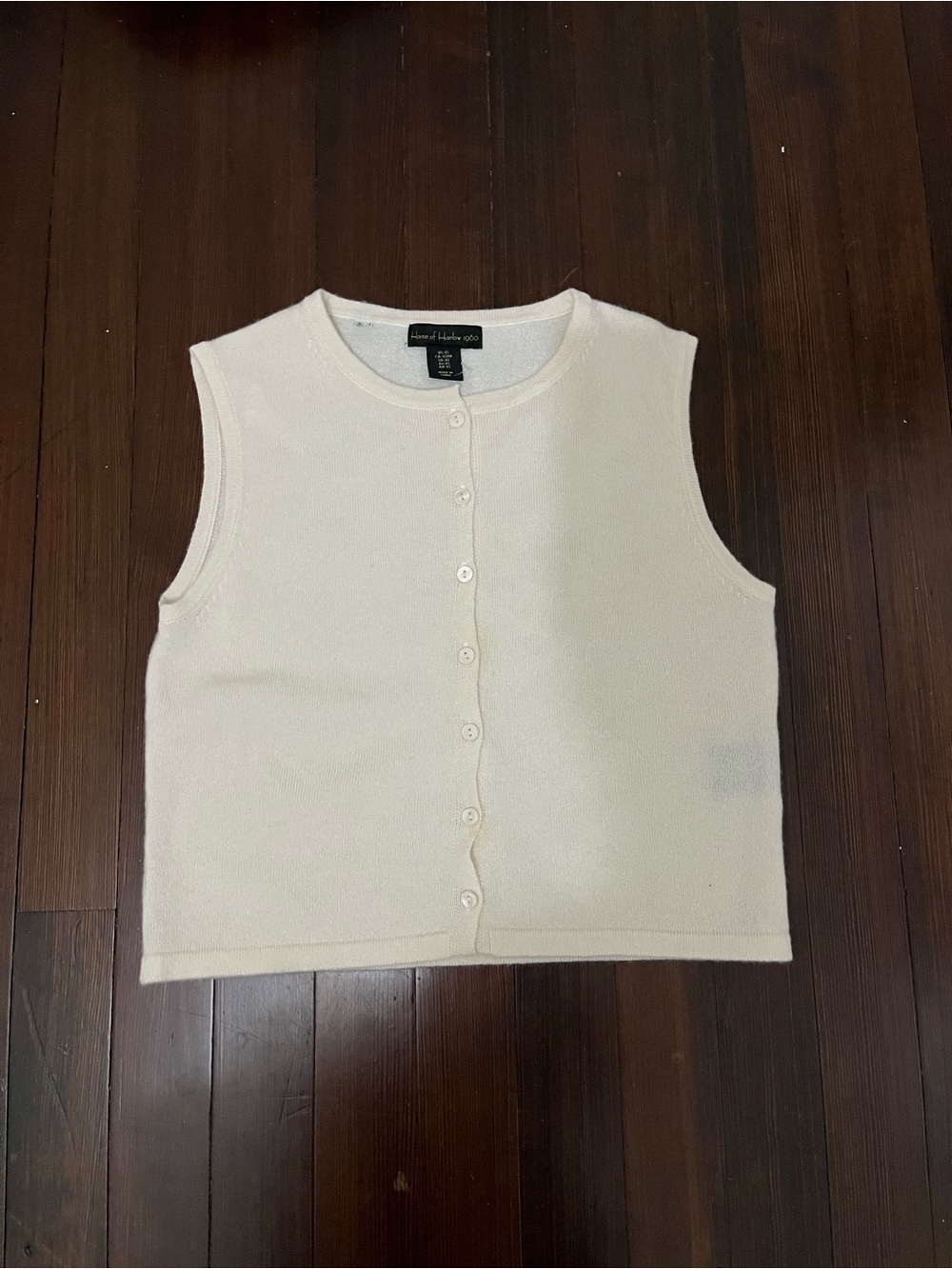House of Harlow Sleeveless Button-Front Knit Top - Cream